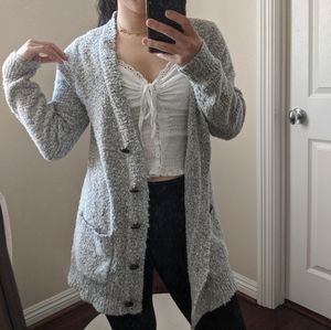 Fuzzy gray cardigan